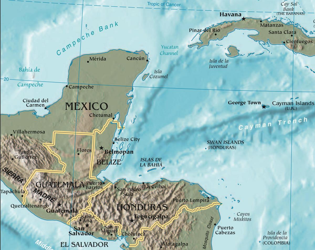 Karte von Golf von Honduras