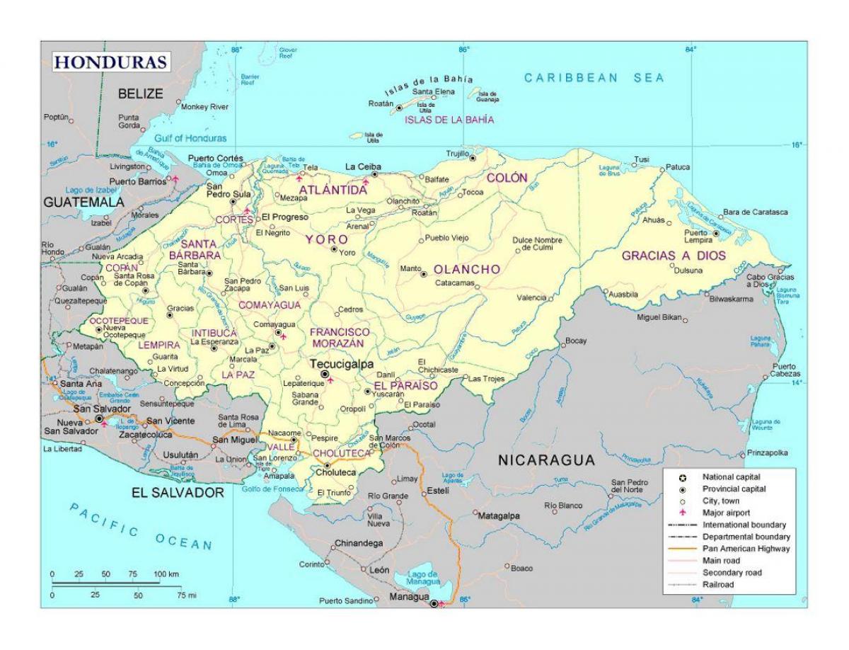 detaillierte Karte von Honduras