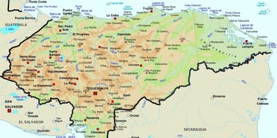 Karte von Honduras und den umliegenden Ländern
